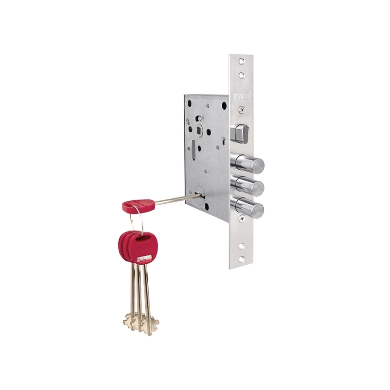 Фото Замок врезной сувальдный с защёлкой 442/L , 4 кл. (кл. 60 мм)